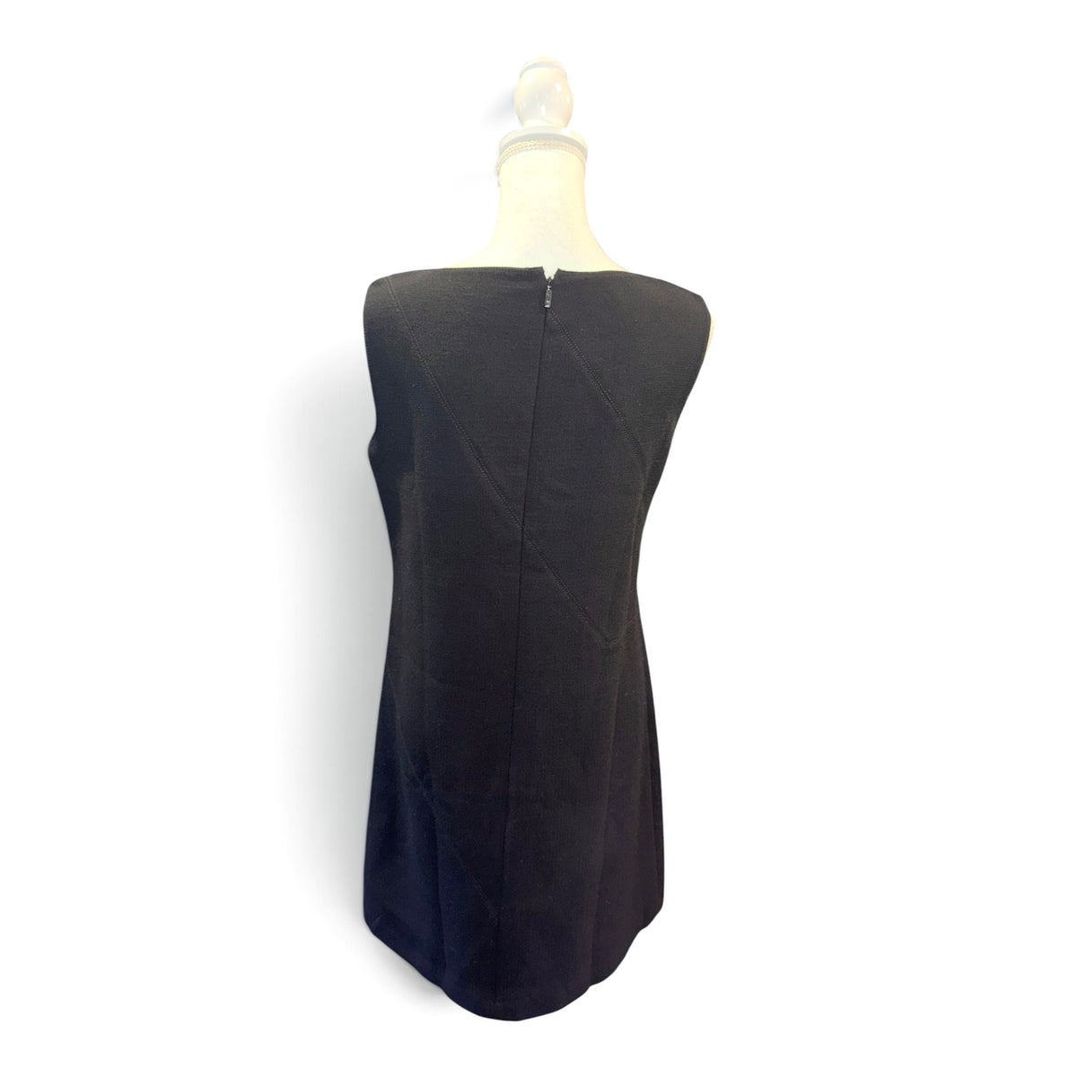 Lafayette 148 Black Sleeveless A-Line Dress With Seam Detailing Size S