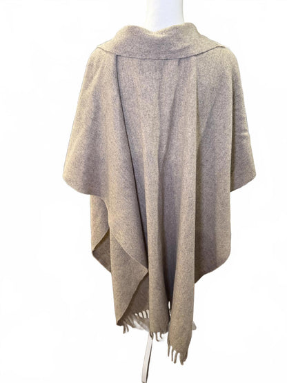 Neutral Beige Women's Wool Cape with Integrated Tie/Scarf, OS NWOT