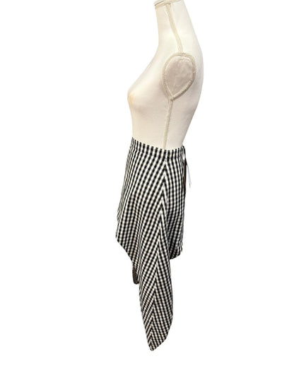 New Burberry Black and White Gingham Asymmetric Handkerchief Hem Skirt, size 4