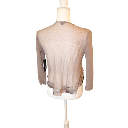 Komarov Sheer Pleated Oyster Shrug Jacket With 3/4 Sleeves Size S
