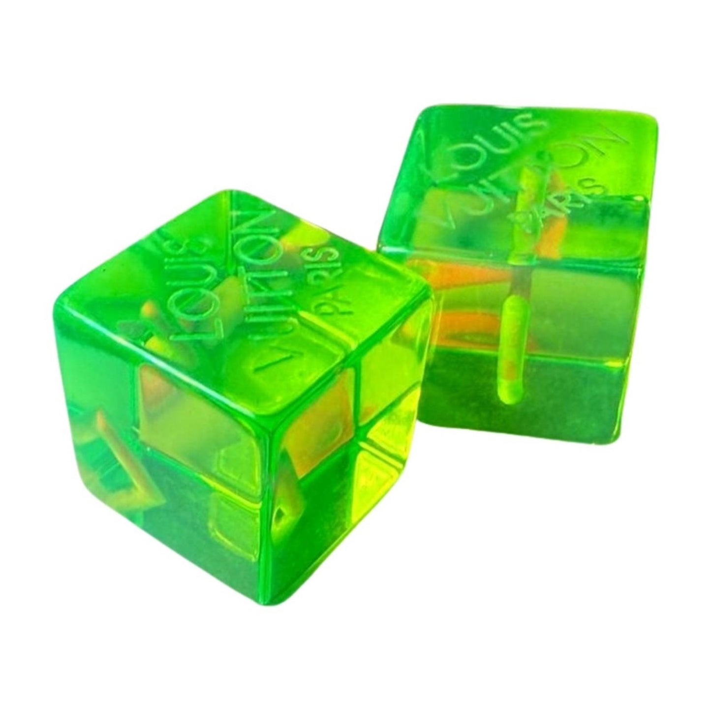 Louis Vuitton Hair Tie Translucent Green Orange Gold Vintage Cube