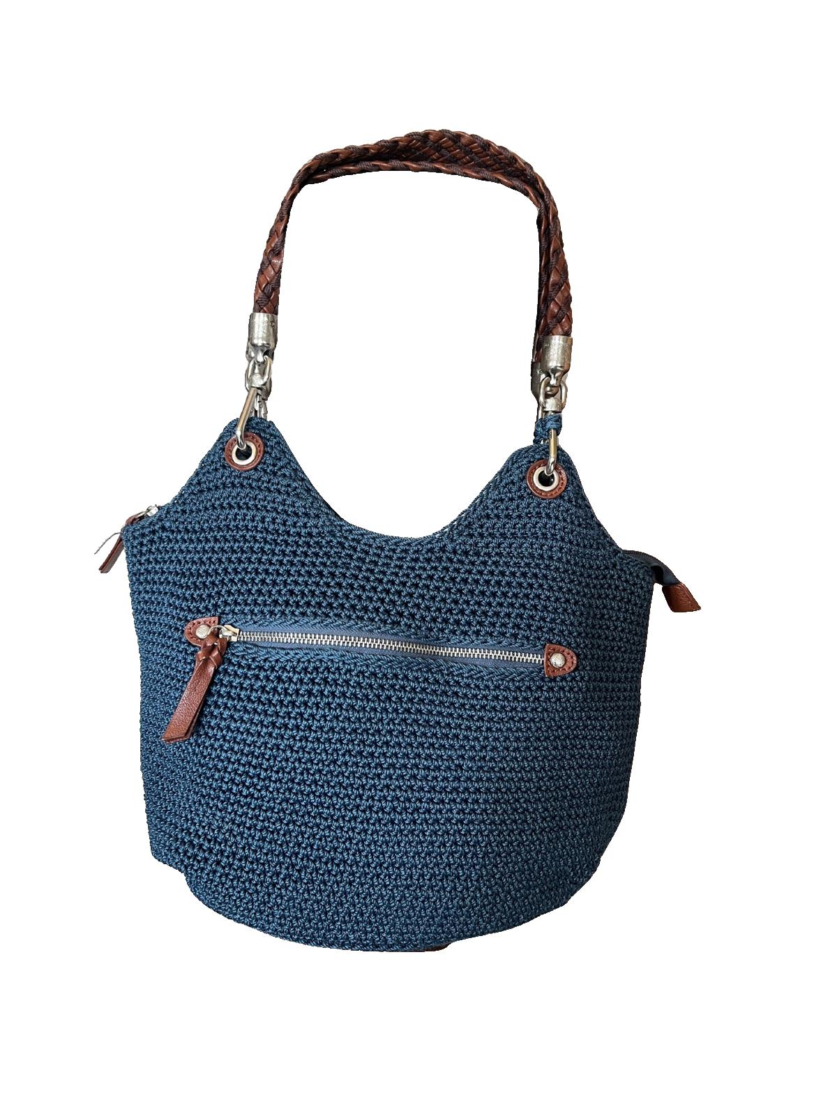 The Sak Blue Crochet Women's Handbag with Braided Handle