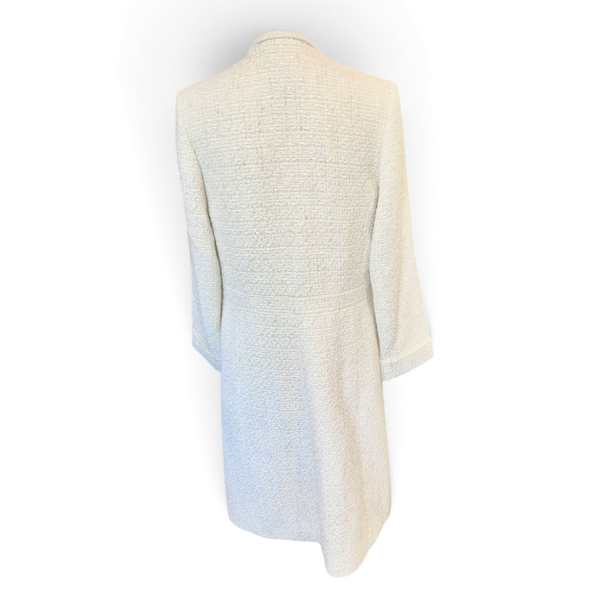 Etro Milano Womens Ivory Bouclé Double-Breasted Long Coat Made In Italy