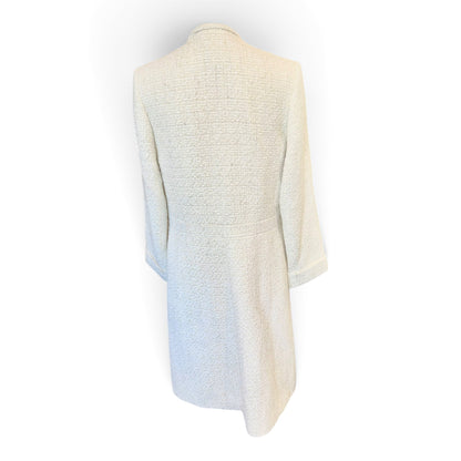 Etro Milano Womens Ivory Bouclé Double-Breasted Long Coat Made In Italy