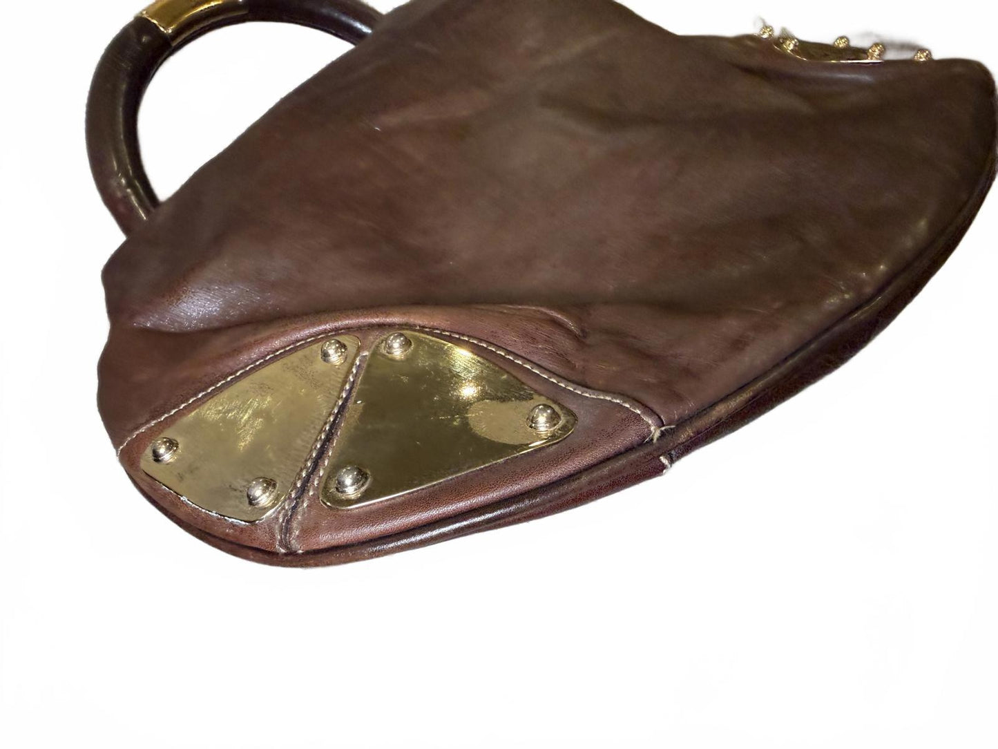 Gucci Vintage Indy Hobo Brown Leather Top Handle Bag