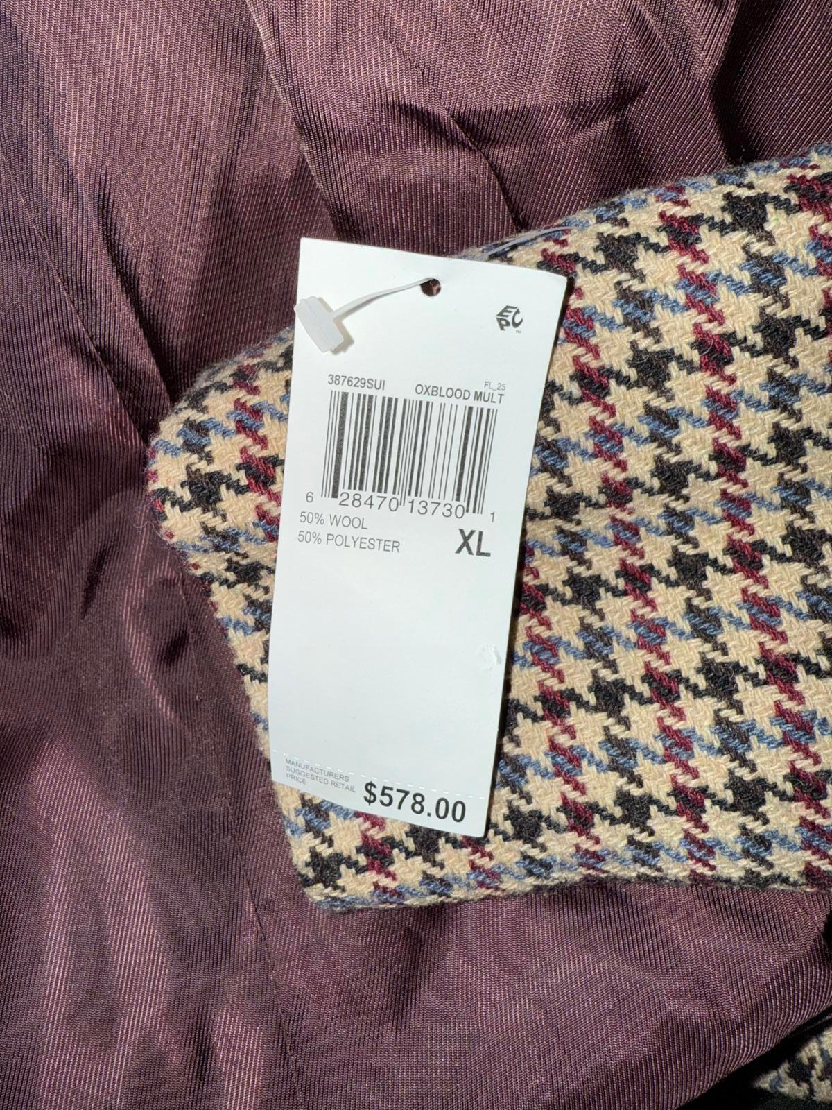 New Ronny Kobo Houndstooth Pattern Blazer Jacket with Gold Buttons