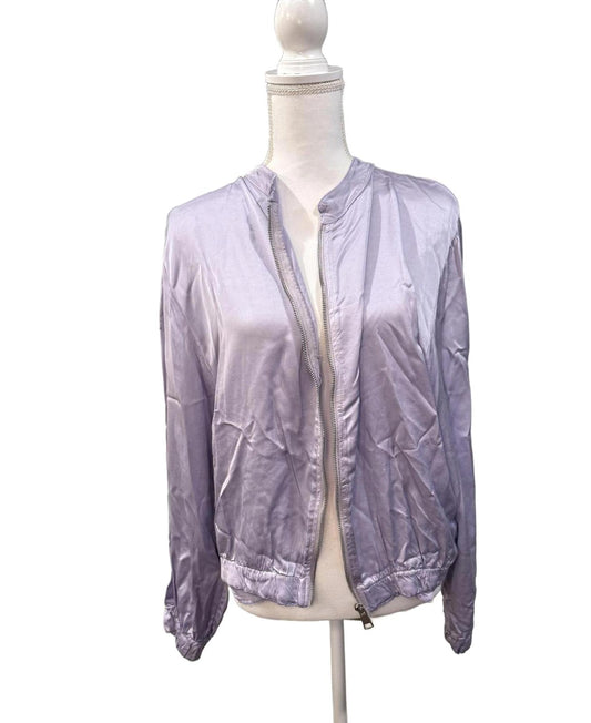 Michela Mii Light Purple Viscose Blend Bomber Jacket, One Size (up to Large)