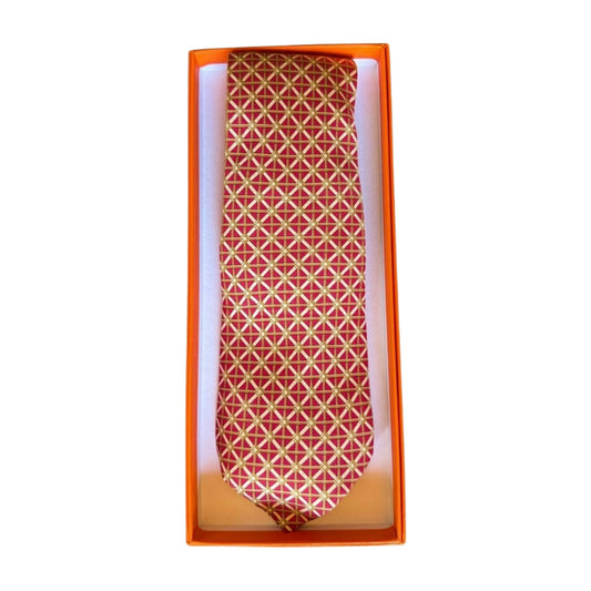 Hermès Paris Men's Silk Tie in Geometric Pattern