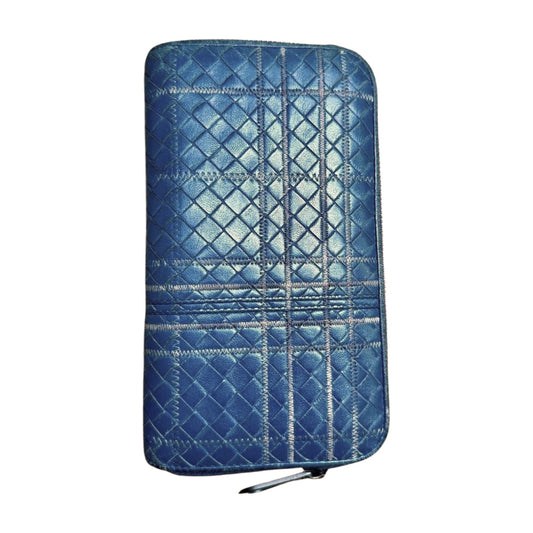 Rare Bottega Veneta Metropolis Leather Zip Wallet in Muted Blue