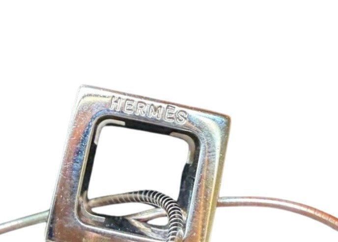 Hermès Cages d’H “H” Cube Pendant Necklace – Pink Enamel on Silver-Tone Chain (With Box)