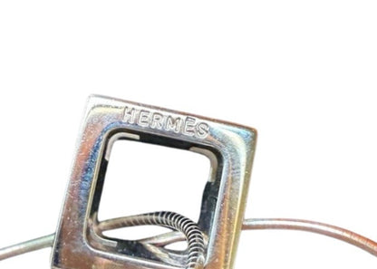 Hermès Cages d’H “H” Cube Pendant Necklace – Pink Enamel on Silver-Tone Chain (With Box)
