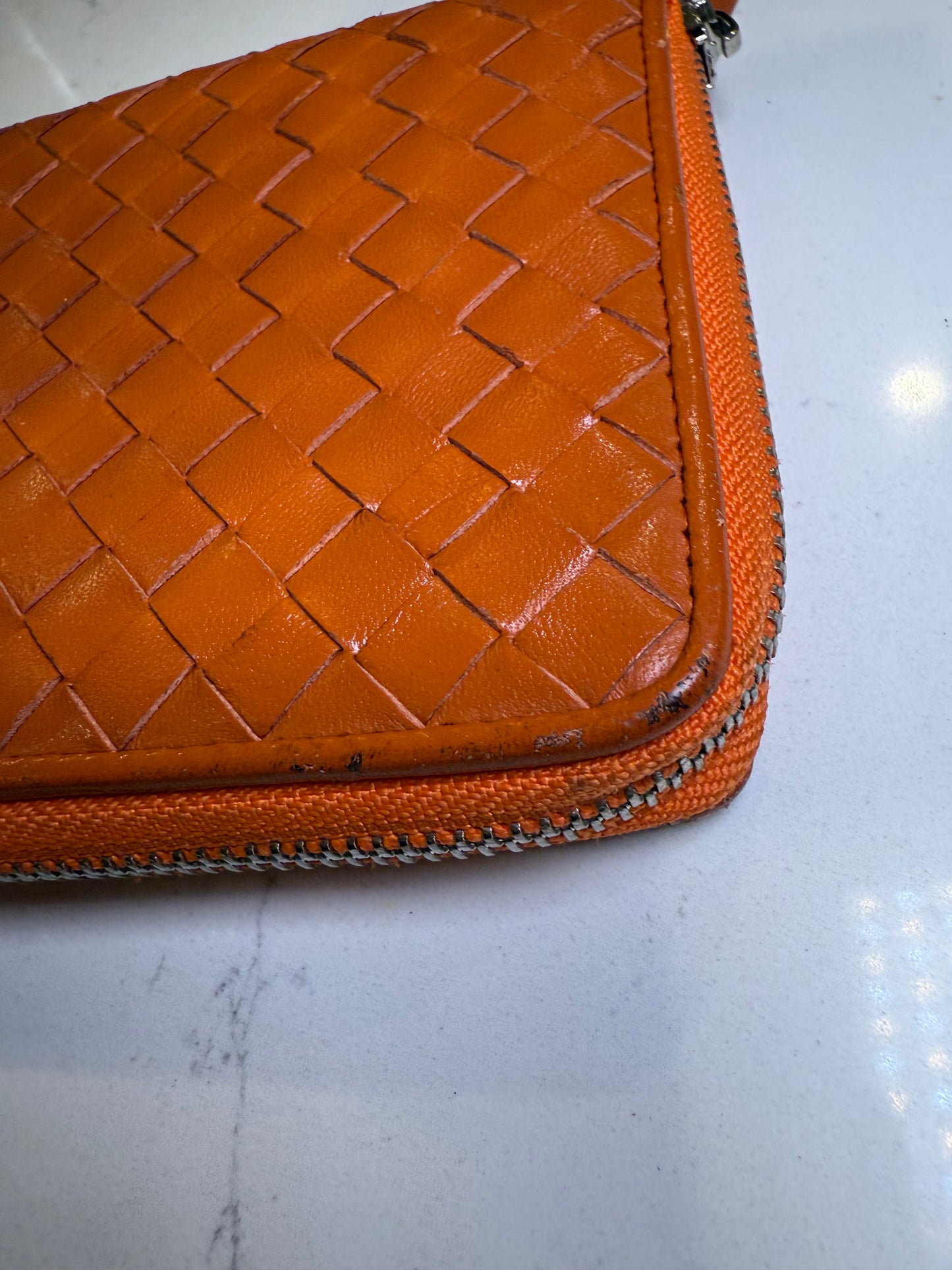 Bottega Veneta Intrecciato Leather Zip Clutch