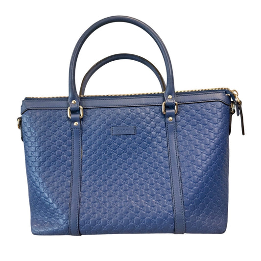 Gucci Blue Microguccissima Leather Handbag with COA