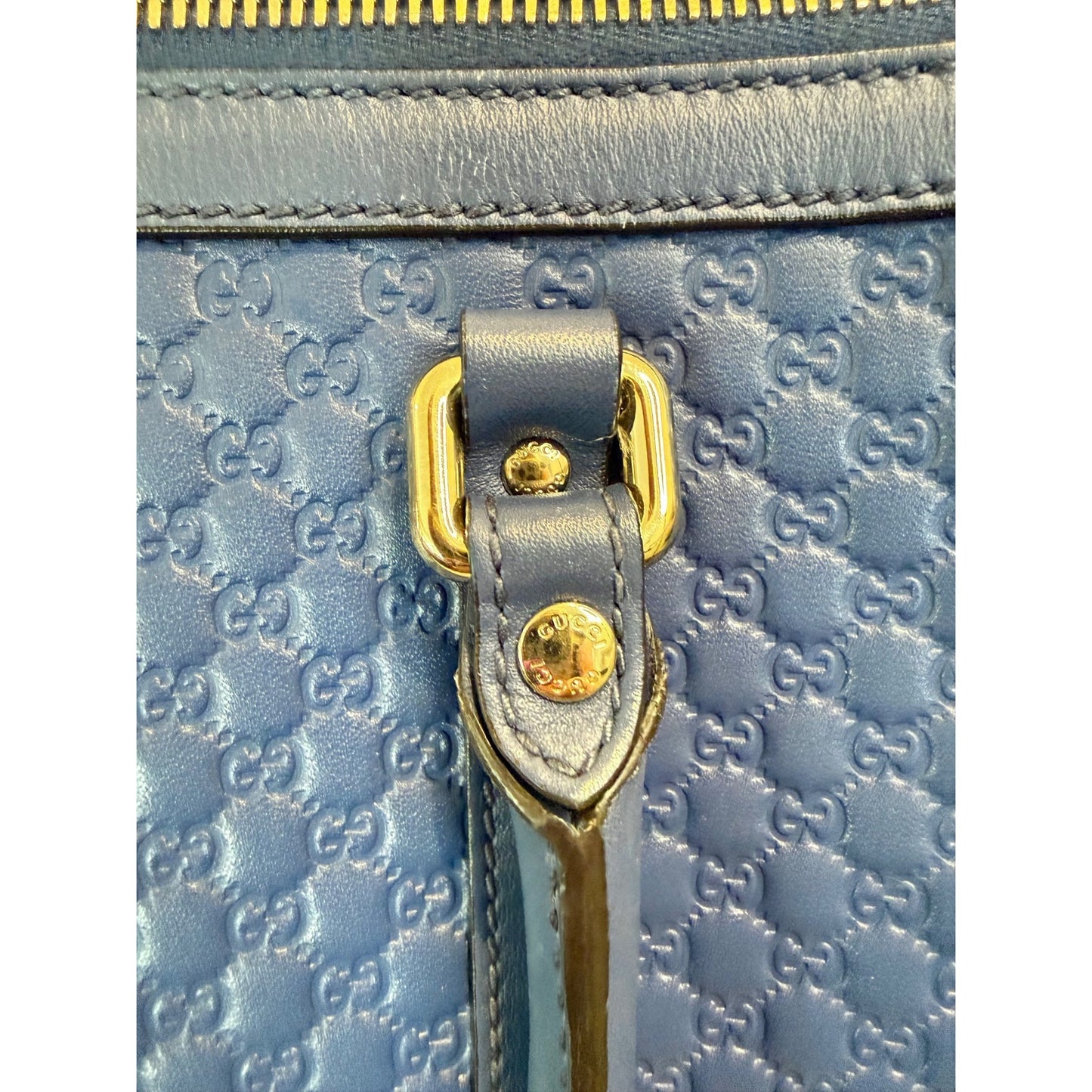 Gucci Blue Microguccissima Leather Handbag with COA