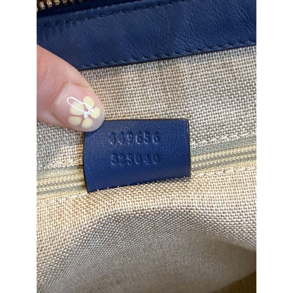 Gucci Blue Microguccissima Leather Handbag with COA