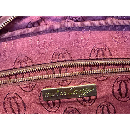 Cartier Must Burgundy Leather Messenger Bag With Adjustable Strap & Brass Hardware