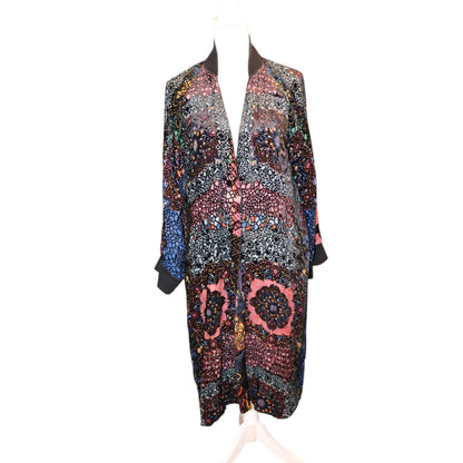 Johnny Was Reversible Printed Long Jacket S Multicolor Floral & Mosaic Patterns
