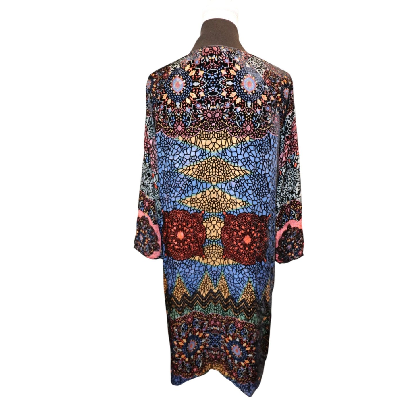 Johnny Was Reversible Printed Long Jacket S Multicolor Floral & Mosaic Patterns