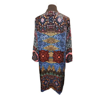 Johnny Was Reversible Printed Long Jacket S Multicolor Floral & Mosaic Patterns