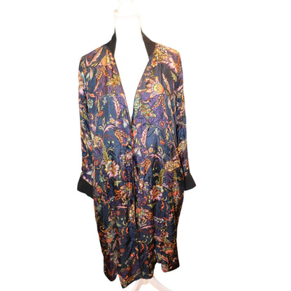 Johnny Was Reversible Printed Long Jacket S Multicolor Floral & Mosaic Patterns