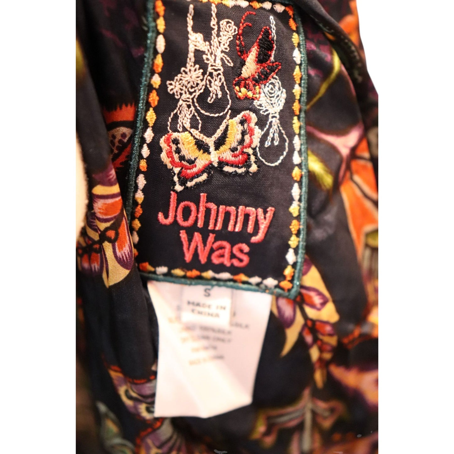 Johnny Was Reversible Printed Long Jacket S Multicolor Floral & Mosaic Patterns