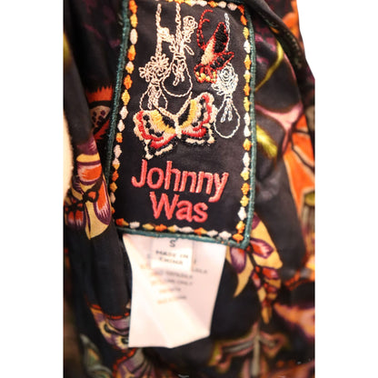 Johnny Was Reversible Printed Long Jacket S Multicolor Floral & Mosaic Patterns