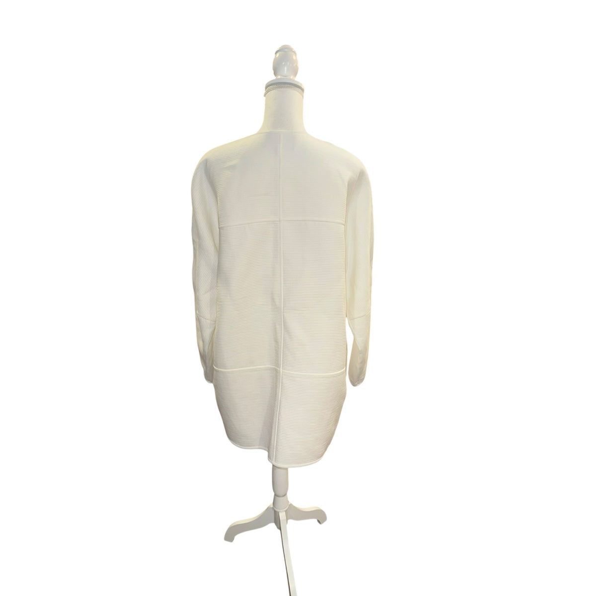 Lafayette 148 White Textured Open-Front Long-Sleeve Blouse XL NWT