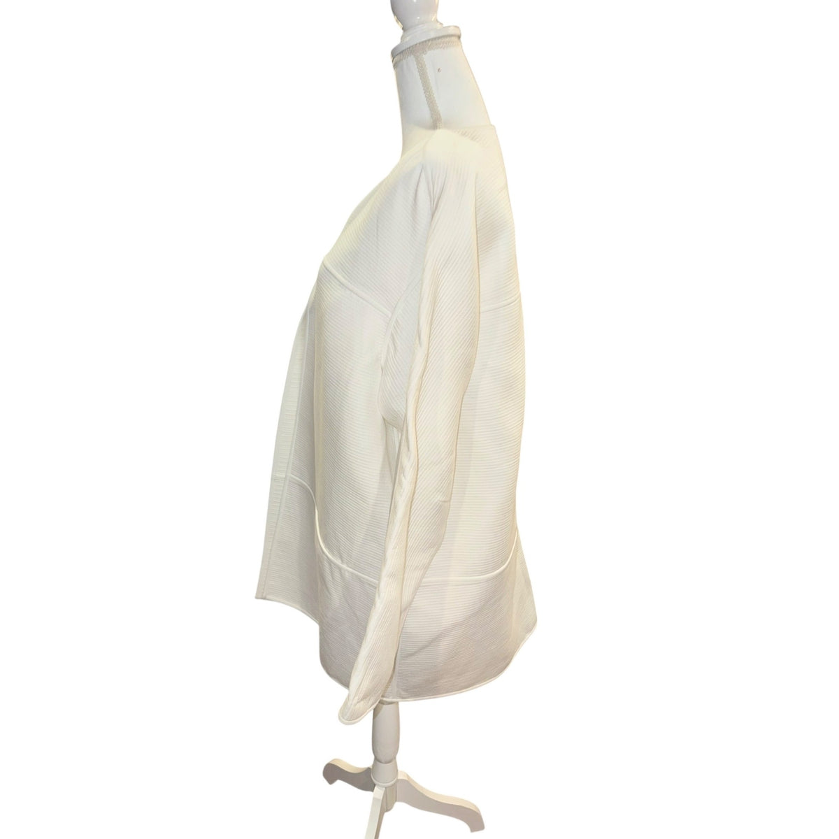 Lafayette 148 White Textured Open-Front Long-Sleeve Blouse XL NWT