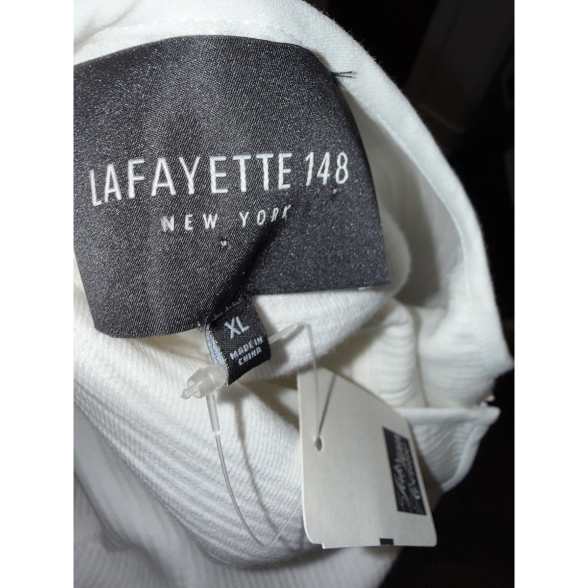 Lafayette 148 White Textured Open-Front Long-Sleeve Blouse XL NWT