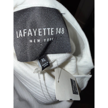 Lafayette 148 White Textured Open-Front Long-Sleeve Blouse XL NWT