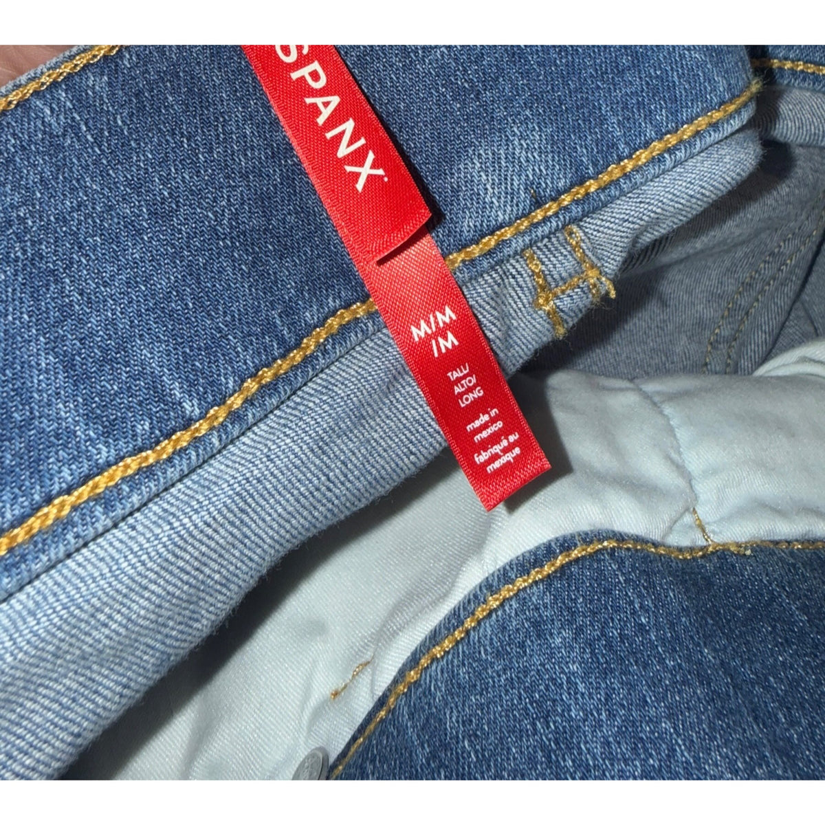 Spanx Womens Tall Medium Wash Wide-Leg Denim Jeans M New With Tags