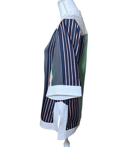 Tory Burch Tunic Blouse, Size 6, Multicolor Striped Silk Blend
