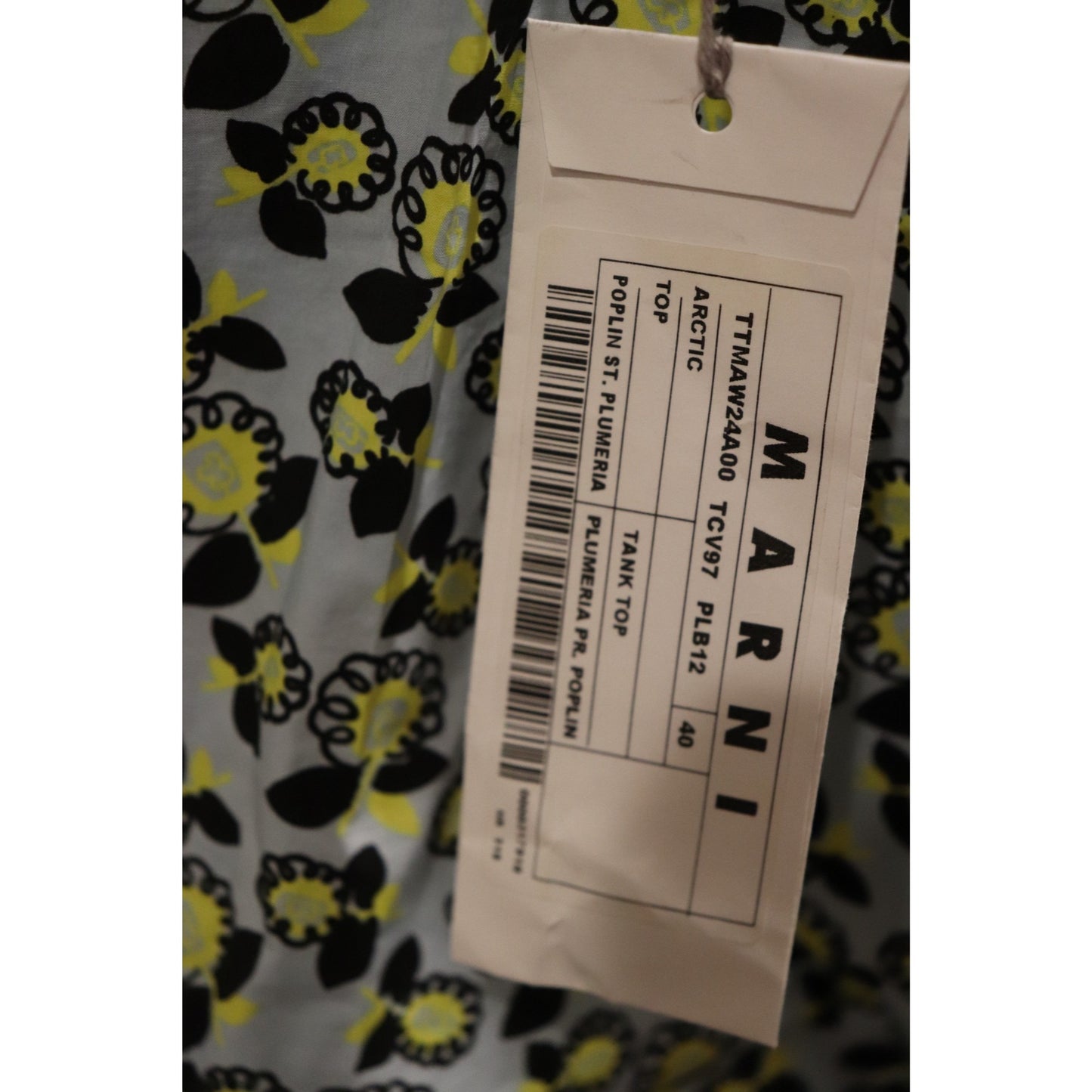 Marni Floral Print Poplin Sleeveless Tank Top, Size 40 NWT