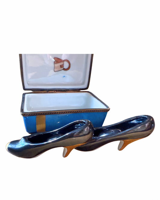 Vintage Limoges France Hand-Painted Trinket Box, High Heel Design