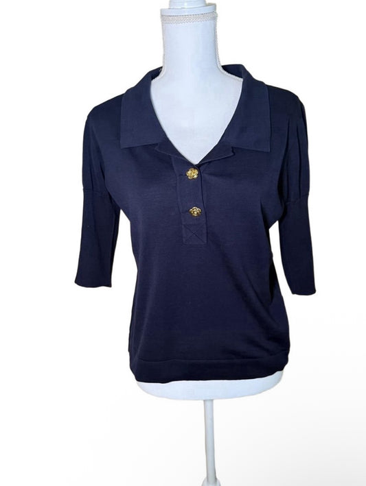 Chanel Polo Shirt, Women’s FR 42 (US 8–10), Navy Blue