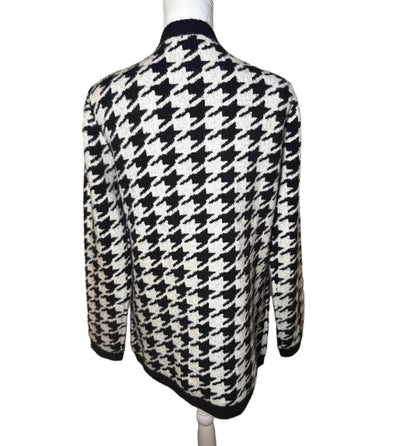 New L'AGENCE Womens Cardigan Black White Houndstooth, Large