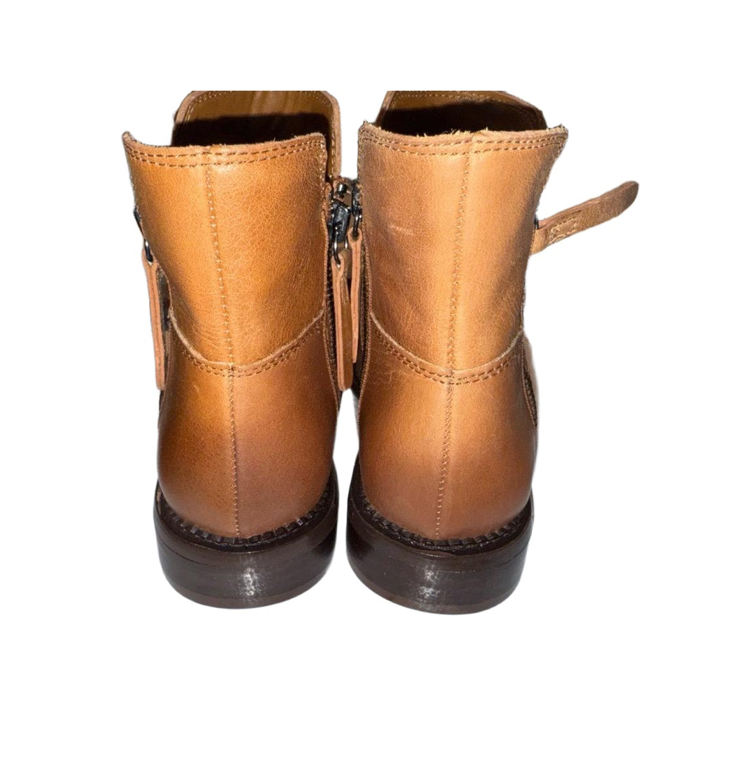 Franco Sarto Women’s Ankle Boots – Size 7.5, Tan Brown with Side Zippers