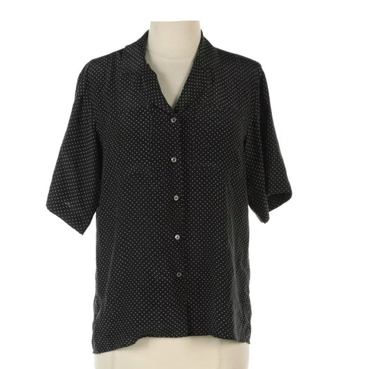 Vintage Burberry Black & White Polka Dot Silk Blouse, size 6