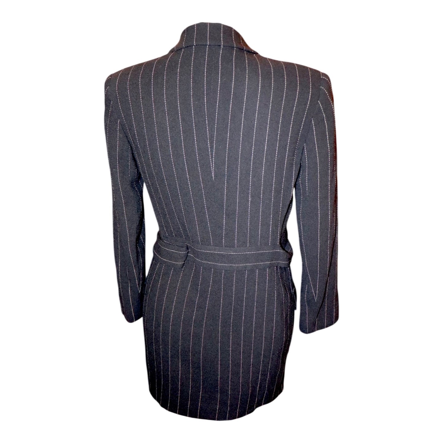 Gucci Black Pinstripe Belted Vintage Blazer Size 38