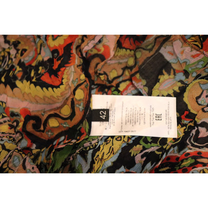 Etro Womens Sheer Paisley Multicolor Long Sleeve Ruffle Blouse Size 42