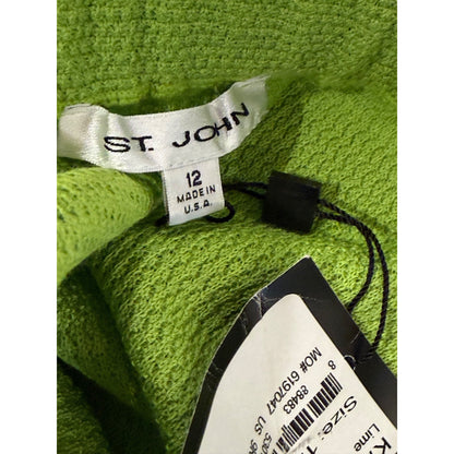 St. John Lime Green Knit Pencil Skirt, Size 12 NWT