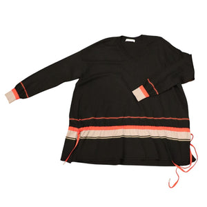 Givenchy Black Wool Sweater With Red & Beige Striped Details And Adjustable Waist Tie Size S