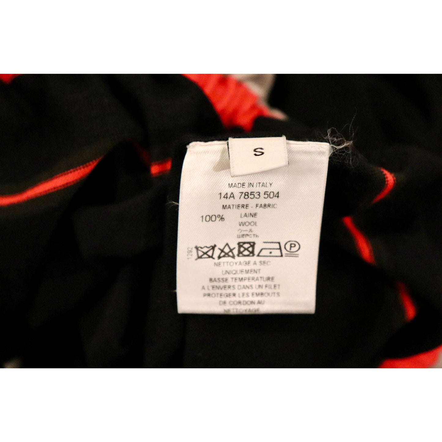 Givenchy Black Wool Sweater With Red & Beige Striped Details And Adjustable Waist Tie Size S