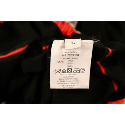 Givenchy Black Wool Sweater With Red & Beige Striped Details And Adjustable Waist Tie Size S