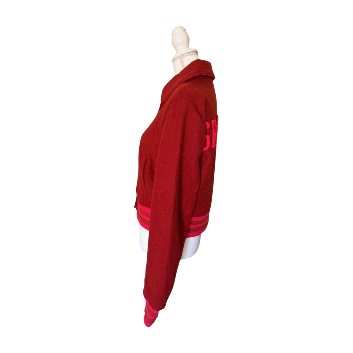 New Spiritual Gangster Red Varsity Jacket with 'GRATEFUL' Back Detail, Small
