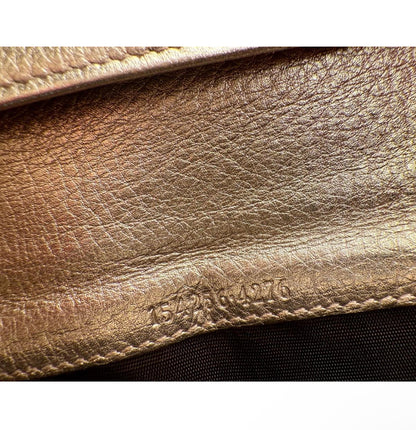 Gucci Wallet Womens Beige Metallic Gold Continental GG Canvas