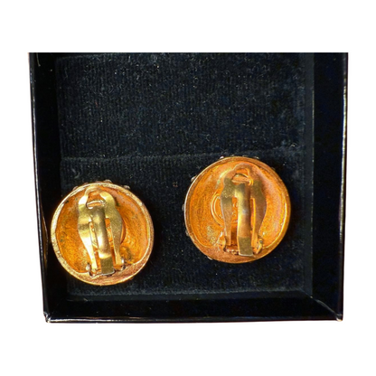 Chanel Vintage Clip-On Earrings, Gold with Crystals