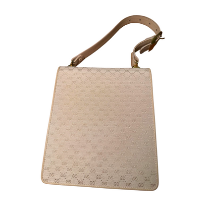 Rare Vintage Gucci Structured Flap Top Shoulder Bag – Beige GG Canvas
