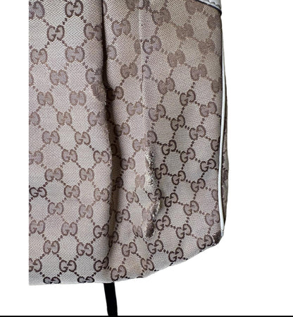 Gucci Shoulder Bag Womens Beige White Abbey Pleated GG Monogram