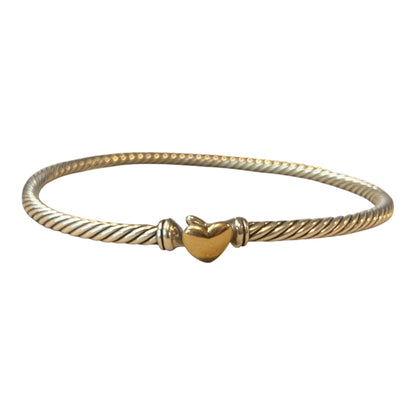 David Yurman Classic Cable Sterling Silver & 18k Gold Heart Bracelet